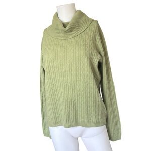 Pendleton Cashmere Sweater Green Cowl Neck Cable Knit Womens Size Small S